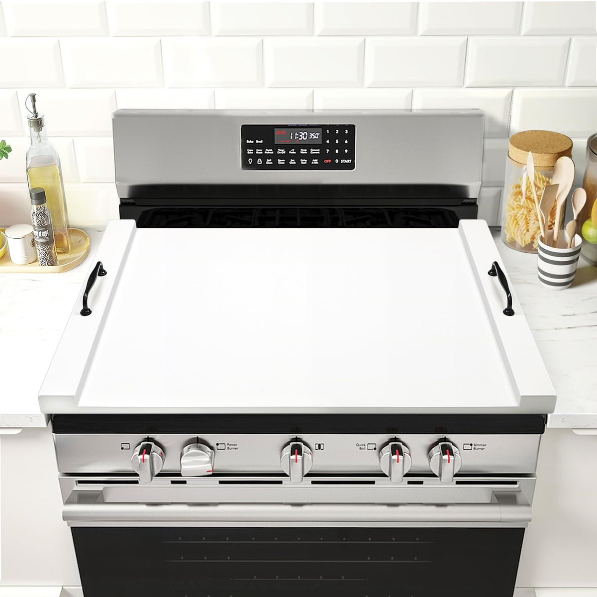 GASHELL Noodle Board Stove Cover with Handles for Electric, Gas Stove Top