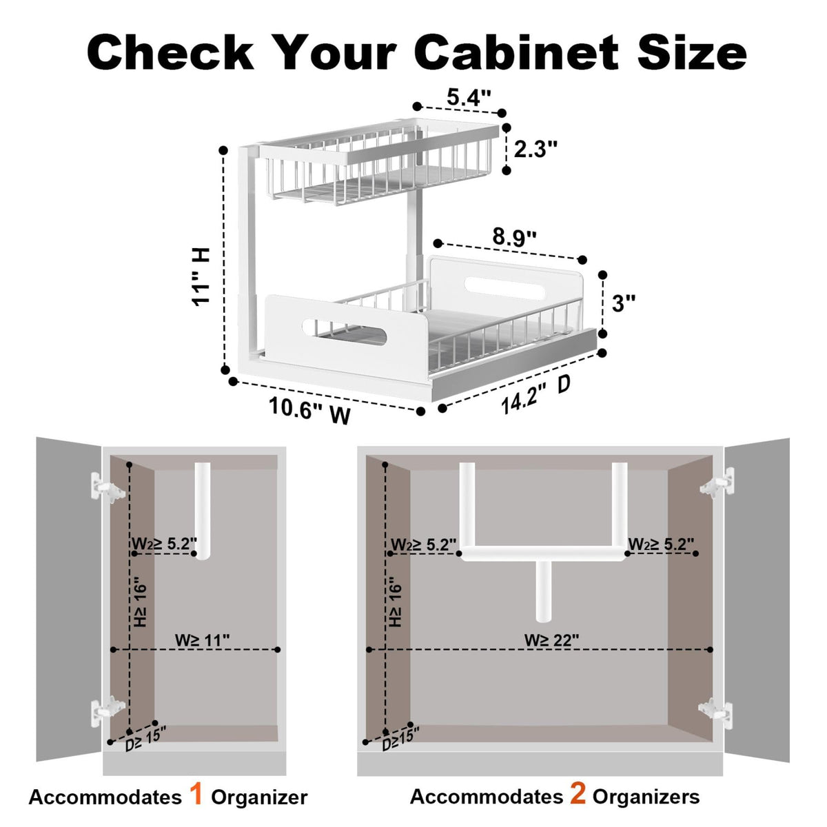 Under Sink Organizer, L-Shaped Pull Out Cabinet Organizer, Kitchen | 2 Tier Metal Slide Out Shelf for Kitchen, Bathroom, Laundry, and Utility Cabinet Storage for Deep Cabinets, Black, 1 Pack