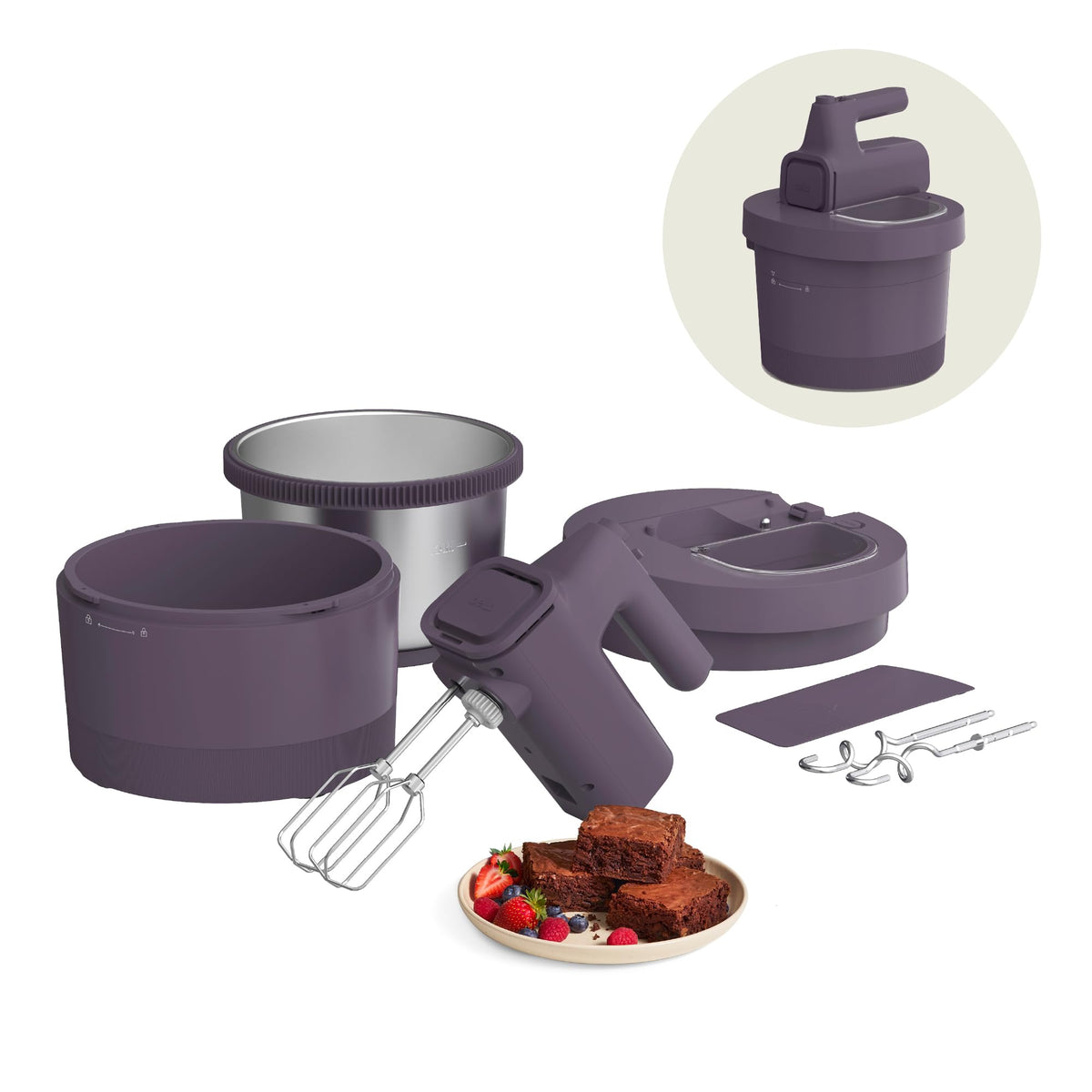 bella 3.5 Qt Hand & Stand Mixer, 2 in 1 Electric Mixer with Bowl, Oatmilk