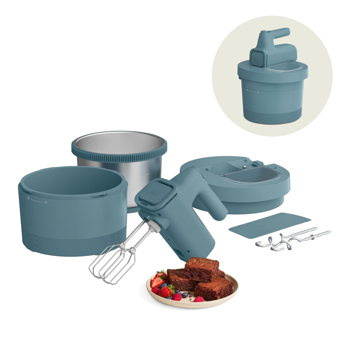 bella 3.5 Qt Hand & Stand Mixer, 2 in 1 Electric Mixer with Bowl, Oatmilk