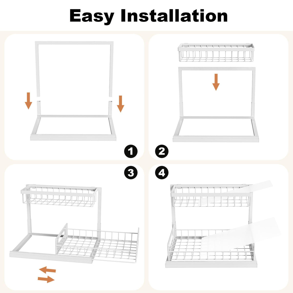 Under Sink Organizer, L-Shaped Pull Out Cabinet Organizer, Kitchen | 2 Tier Metal Slide Out Shelf for Kitchen, Bathroom, Laundry, and Utility Cabinet Storage for Deep Cabinets, Black, 1 Pack