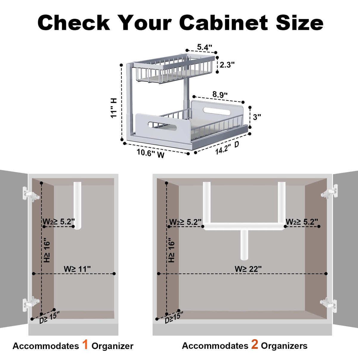 Under Sink Organizer, L-Shaped Pull Out Cabinet Organizer, Kitchen | 2 Tier Metal Slide Out Shelf for Kitchen, Bathroom, Laundry, and Utility Cabinet Storage for Deep Cabinets, Black, 1 Pack