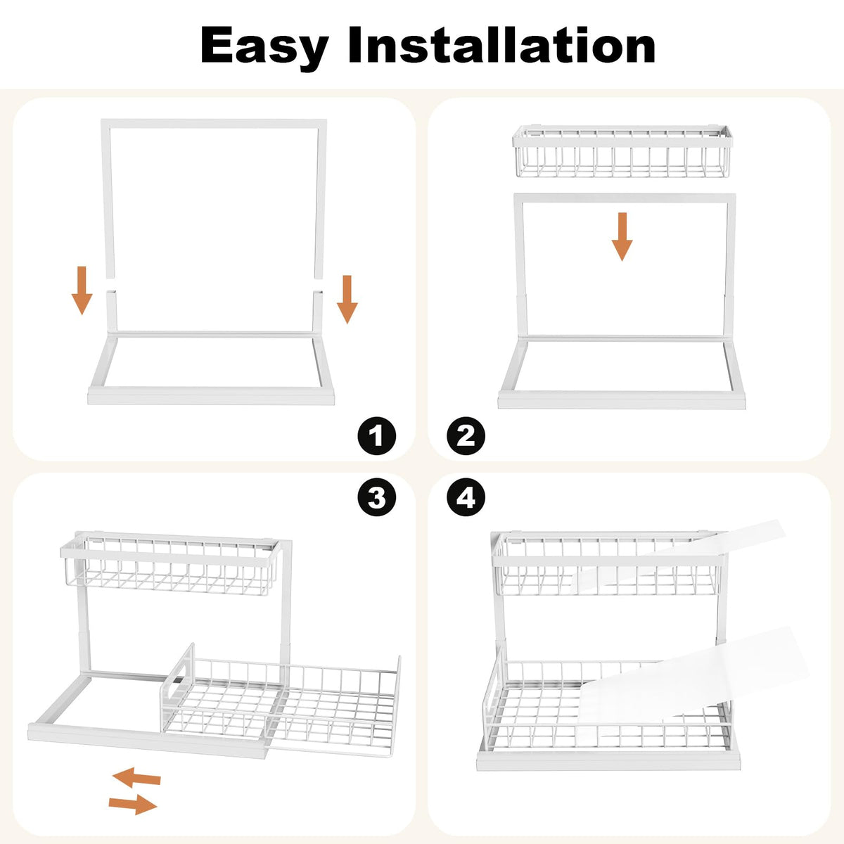 Under Sink Organizer, L-Shaped Pull Out Cabinet Organizer, Kitchen | 2 Tier Metal Slide Out Shelf for Kitchen, Bathroom, Laundry, and Utility Cabinet Storage for Deep Cabinets, Black, 1 Pack