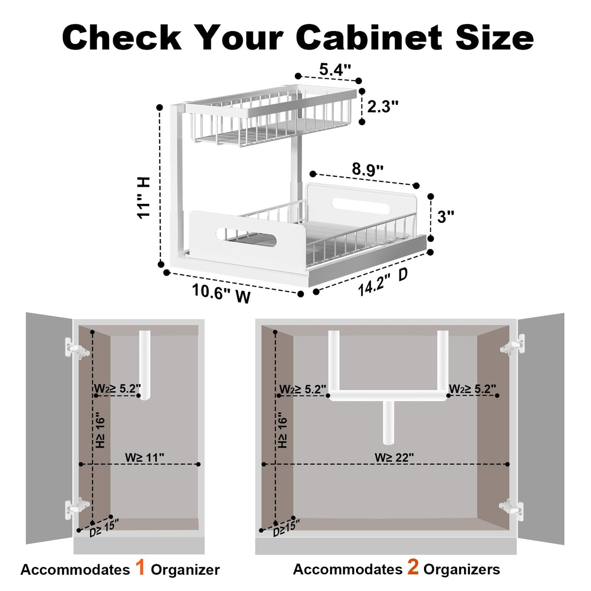 Under Sink Organizer, L-Shaped Pull Out Cabinet Organizer, Kitchen | 2 Tier Metal Slide Out Shelf for Kitchen, Bathroom, Laundry, and Utility Cabinet Storage for Deep Cabinets, Black, 1 Pack