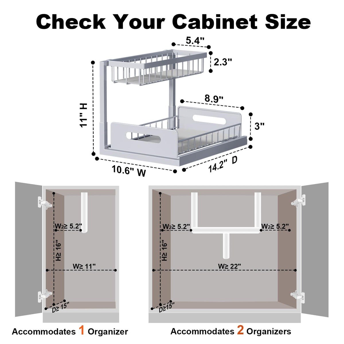 Under Sink Organizer, L-Shaped Pull Out Cabinet Organizer, Kitchen | 2 Tier Metal Slide Out Shelf for Kitchen, Bathroom, Laundry, and Utility Cabinet Storage for Deep Cabinets, Black, 1 Pack