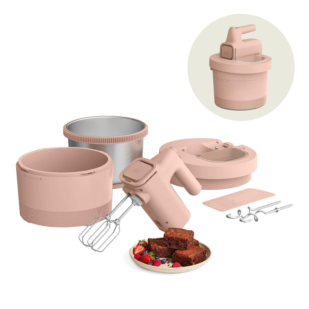 bella 3.5 Qt Hand & Stand Mixer, 2 in 1 Electric Mixer with Bowl, Oatmilk