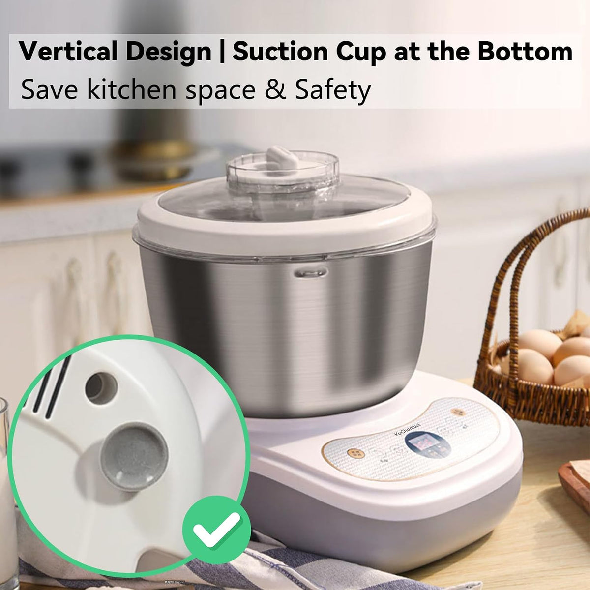 Dough Mixer 7.4QT Large Capacity Electric Dough Maker with Ferment Function for Baking Bread Dough&Pizza Dough - Dough whisk 304 Stainless Steel Blender Add water/seasoning with Top Small Window