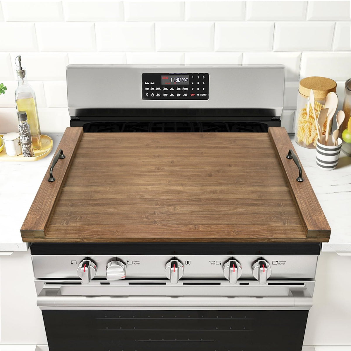 GASHELL Noodle Board Stove Cover with Handles for Electric, Gas Stove Top