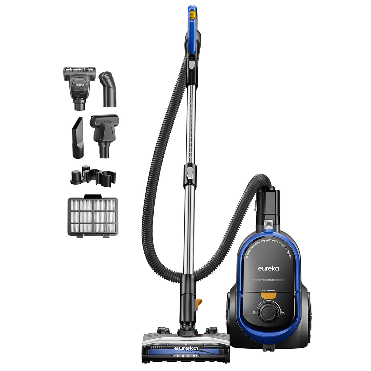 Eureka Whirlwind Bagless Canister Cleaner NEN110A Lightweight Corded Vacuum for Carpets and Hard Floors, Blue