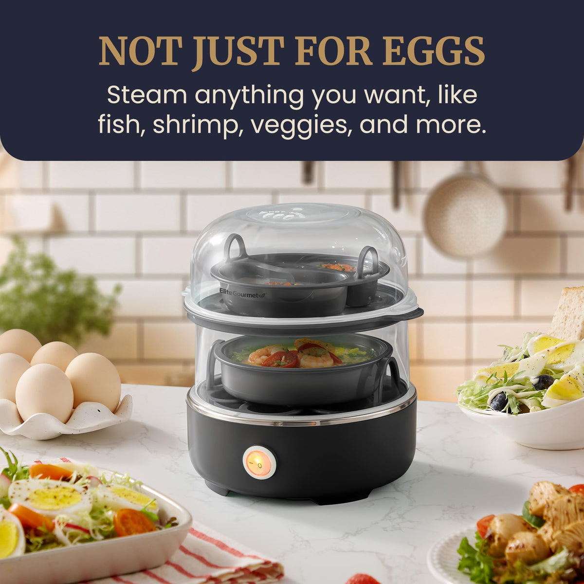 Elite Gourmet EGC115M Easy Egg Cooker, 7-Egg, BPA-Free, Retro Mint | Cooks soft, medium, or hard-boiled eggs with auto shut-off - electric operation - includes measuring cup