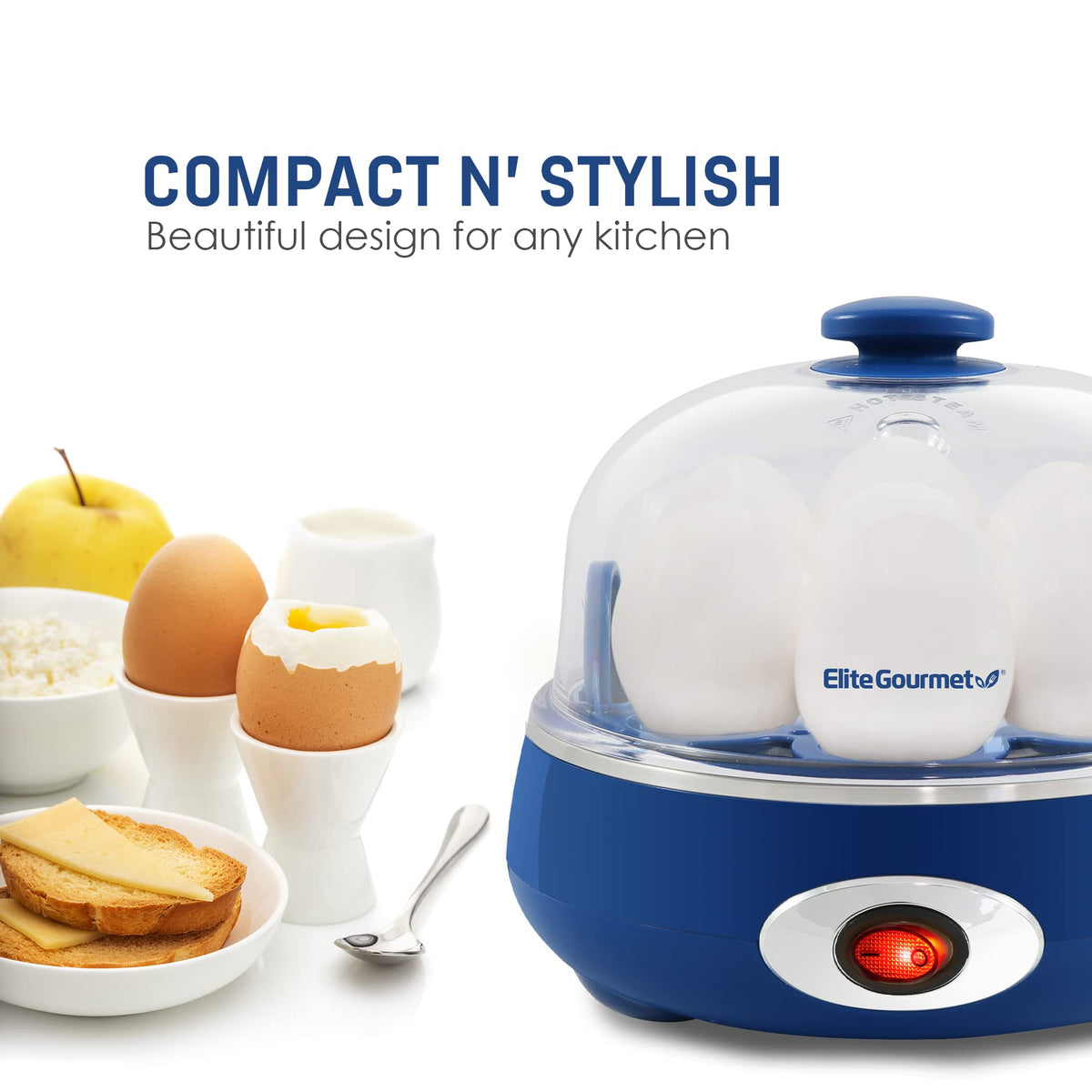 Elite Gourmet EGC115M Easy Egg Cooker, 7-Egg, BPA-Free, Retro Mint | Cooks soft, medium, or hard-boiled eggs with auto shut-off - electric operation - includes measuring cup