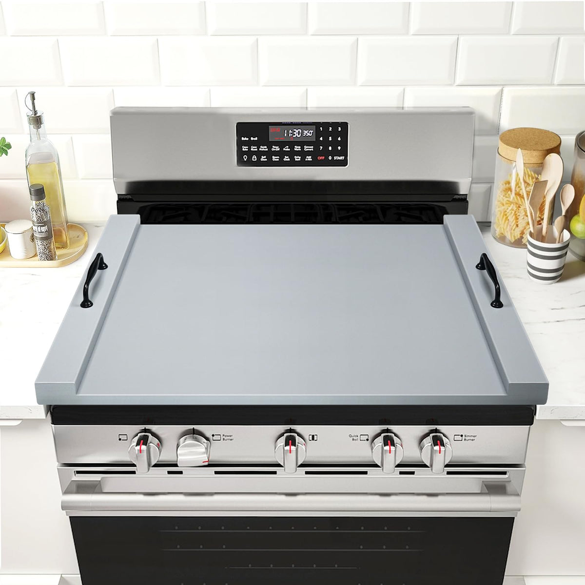 GASHELL Noodle Board Stove Cover with Handles for Electric, Gas Stove Top