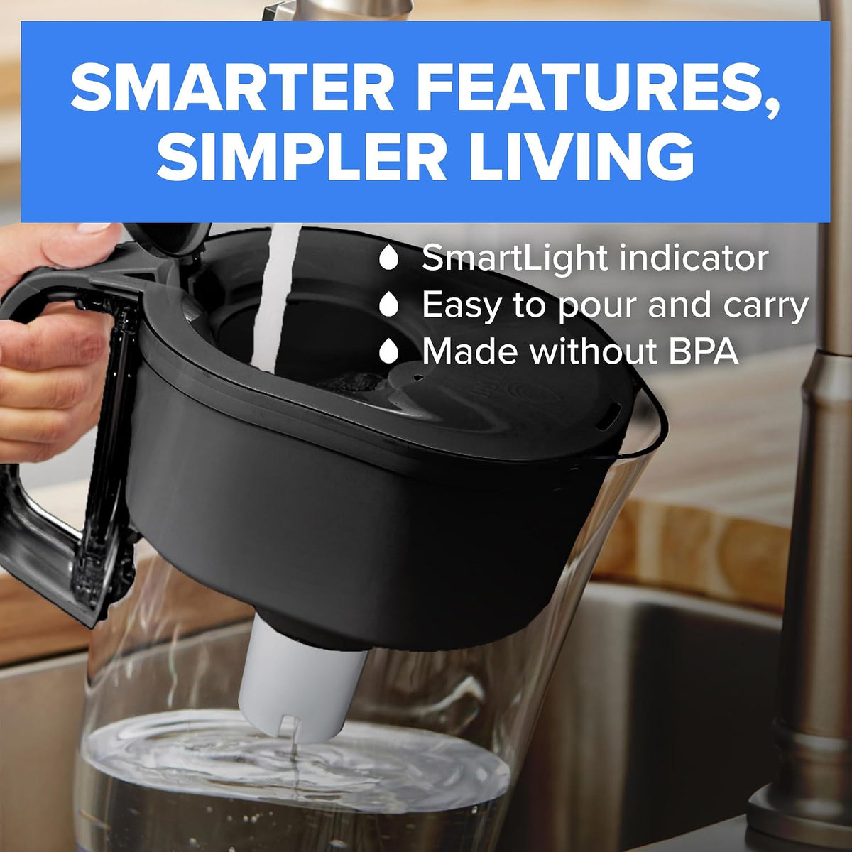 Brita Small 6-Cup Water Filter Pitcher, Includes 1 Filter, White | WQA and NSF/ANSI Certified, Reduces Chlorine, Copper, Mercury & Cadmium, Lasts 2 Months, Household Essential