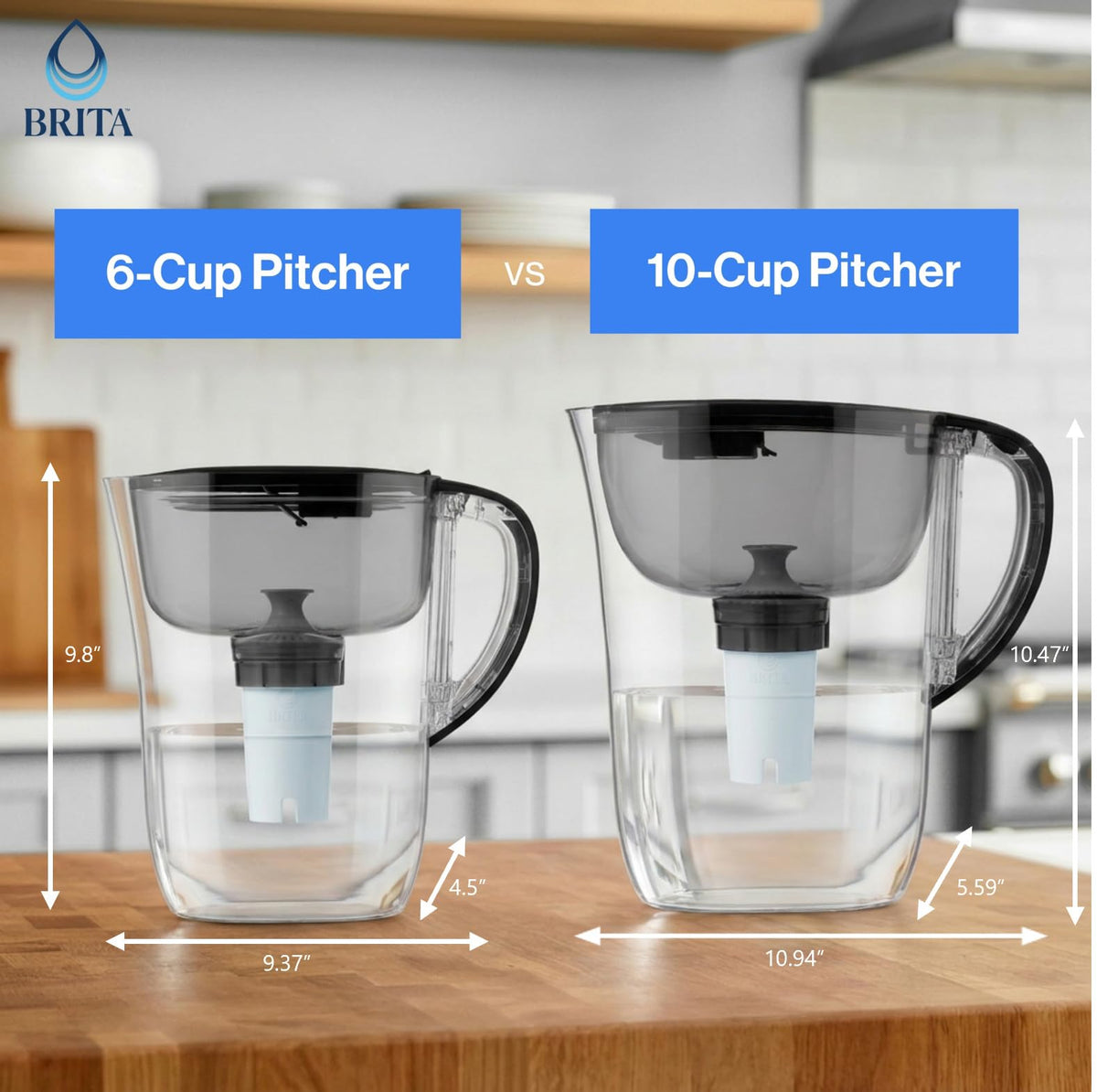 Brita Small 6-Cup Water Filter Pitcher, Includes 1 Filter, White | WQA and NSF/ANSI Certified, Reduces Chlorine, Copper, Mercury & Cadmium, Lasts 2 Months, Household Essential