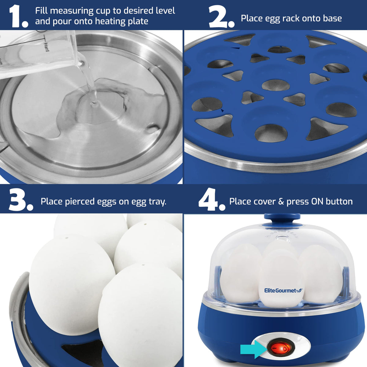 Elite Gourmet EGC115M Easy Egg Cooker, 7-Egg, BPA-Free, Retro Mint | Cooks soft, medium, or hard-boiled eggs with auto shut-off - electric operation - includes measuring cup