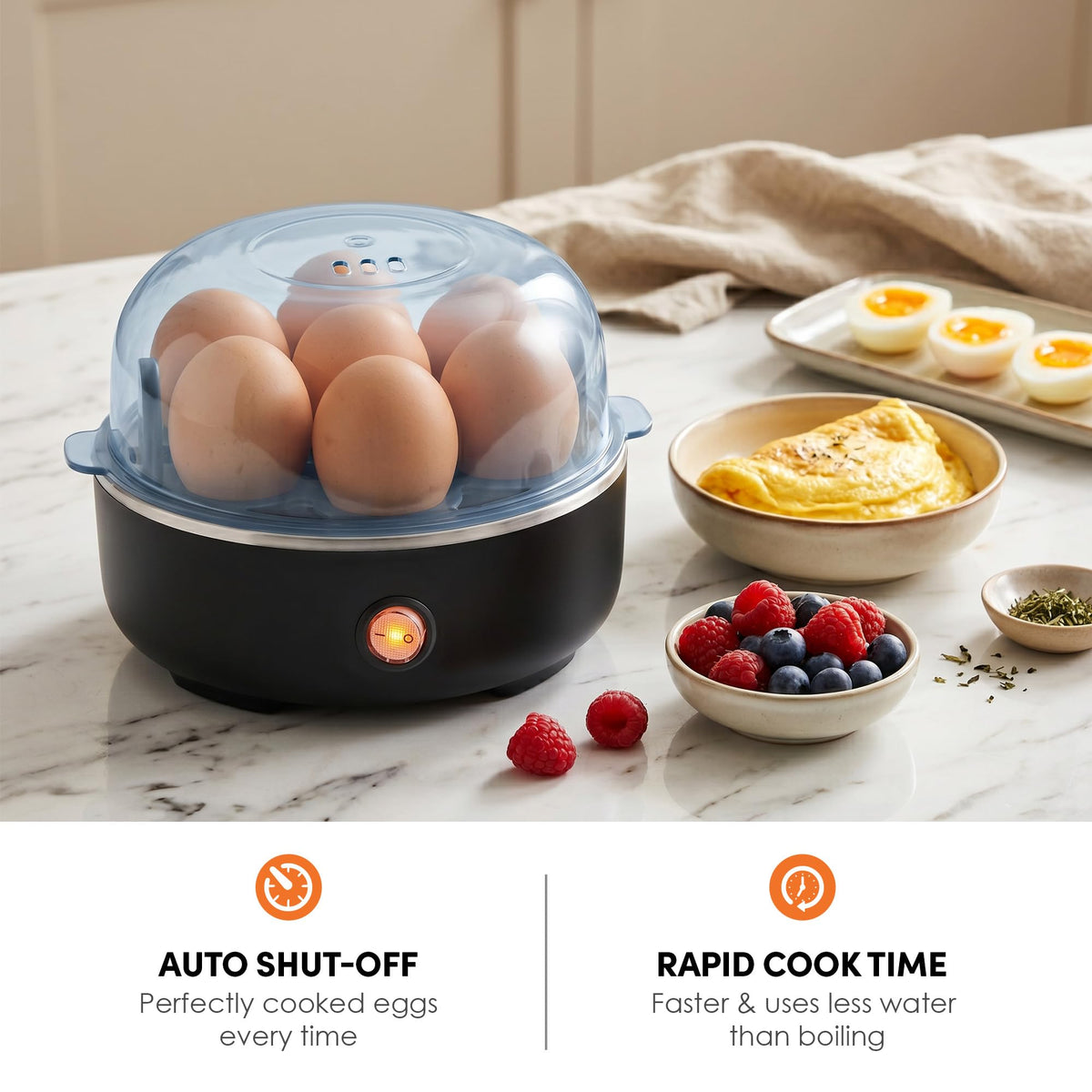 Elite Gourmet EGC115M Easy Egg Cooker, 7-Egg, BPA-Free, Retro Mint | Cooks soft, medium, or hard-boiled eggs with auto shut-off - electric operation - includes measuring cup