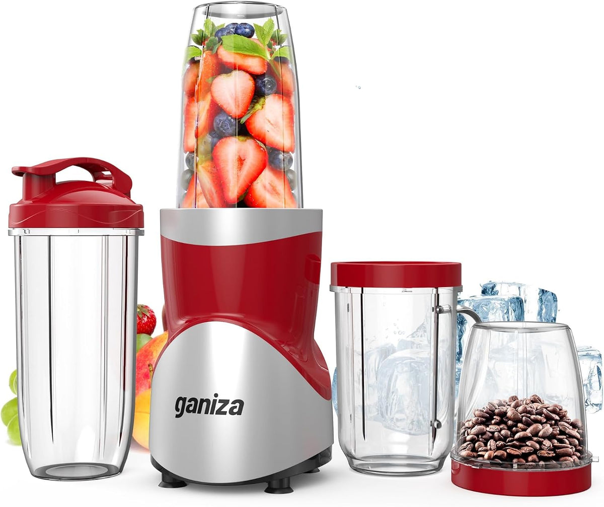 Ganiza Smoothie Blender, 900W Blenders Shakes and Smoothies, Red