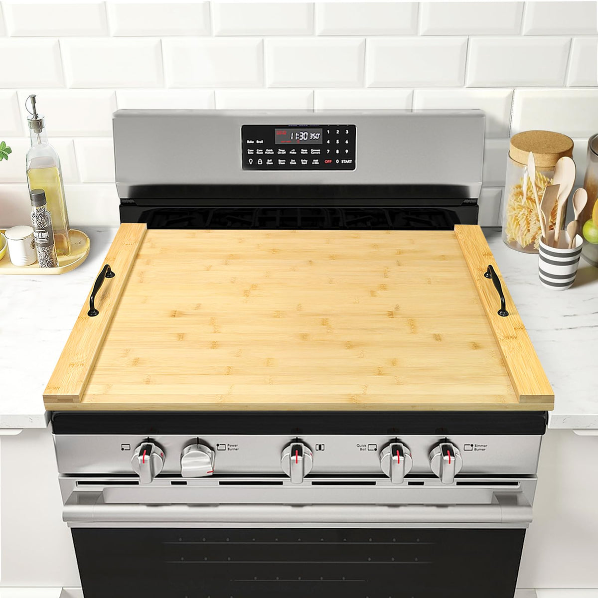 GASHELL Noodle Board Stove Cover with Handles for Electric, Gas Stove Top