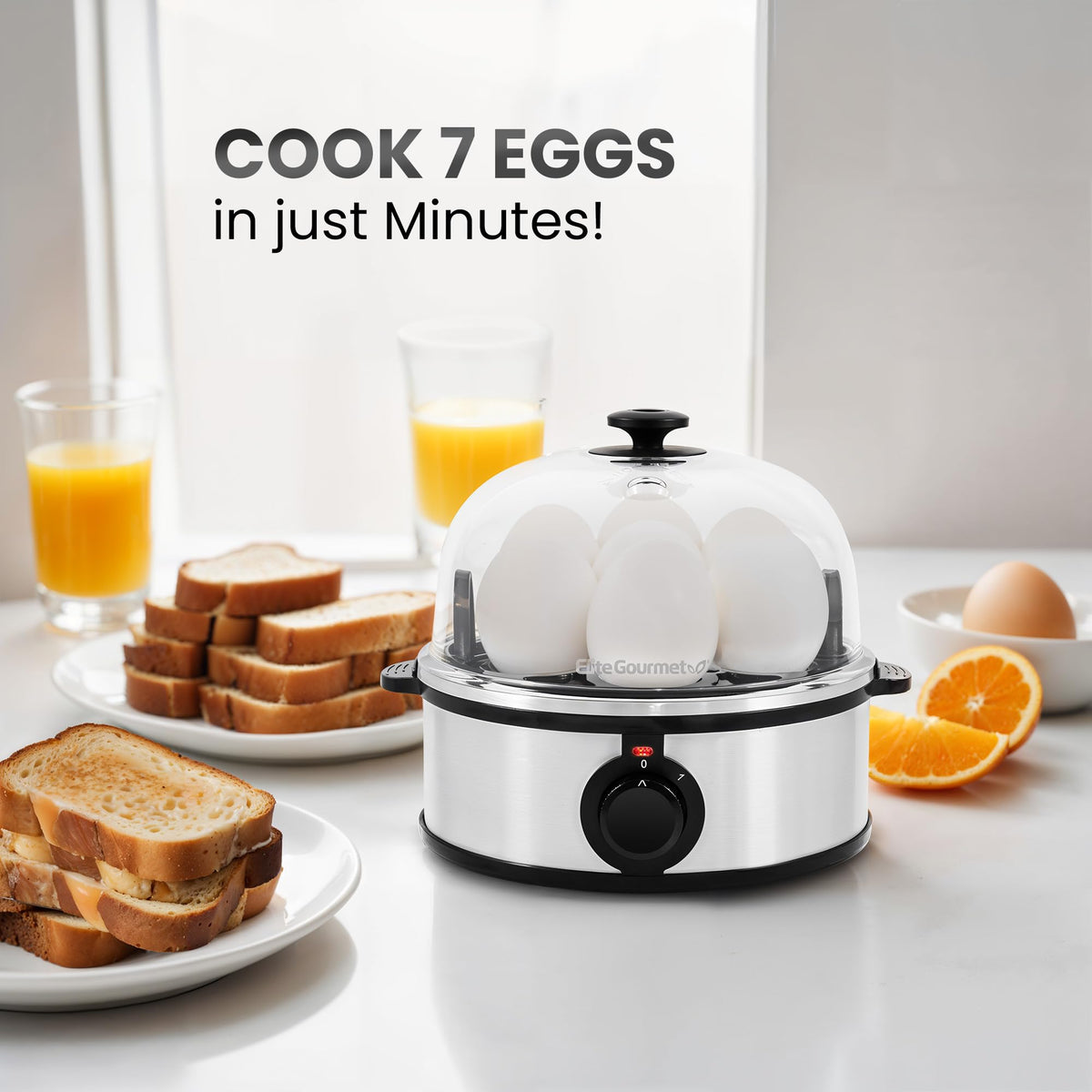 Elite Gourmet EGC115M Easy Egg Cooker, 7-Egg, BPA-Free, Retro Mint | Cooks soft, medium, or hard-boiled eggs with auto shut-off - electric operation - includes measuring cup