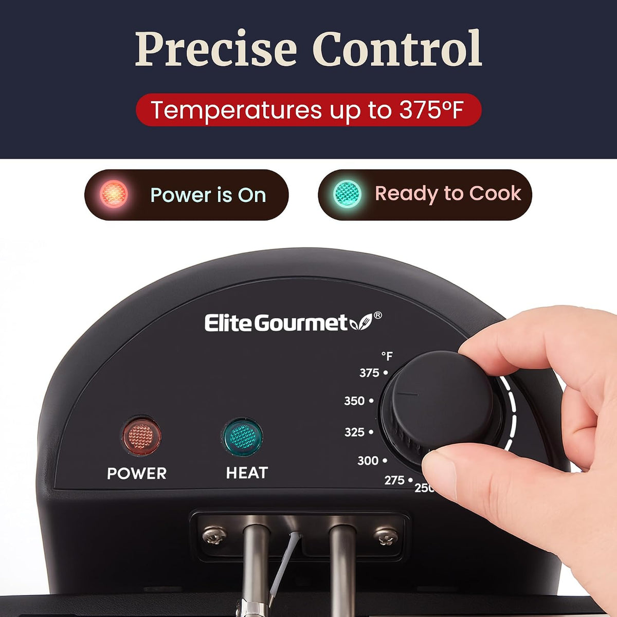 Elite Gourmet 4.5Qt Deep Fryer, Dual 2Qt Split Baskets, 1700W