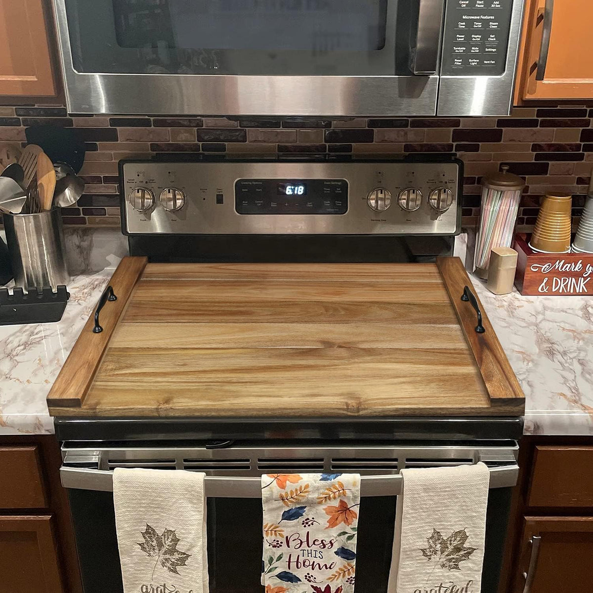 GASHELL Noodle Board Stove Cover with Handles for Electric, Gas Stove Top