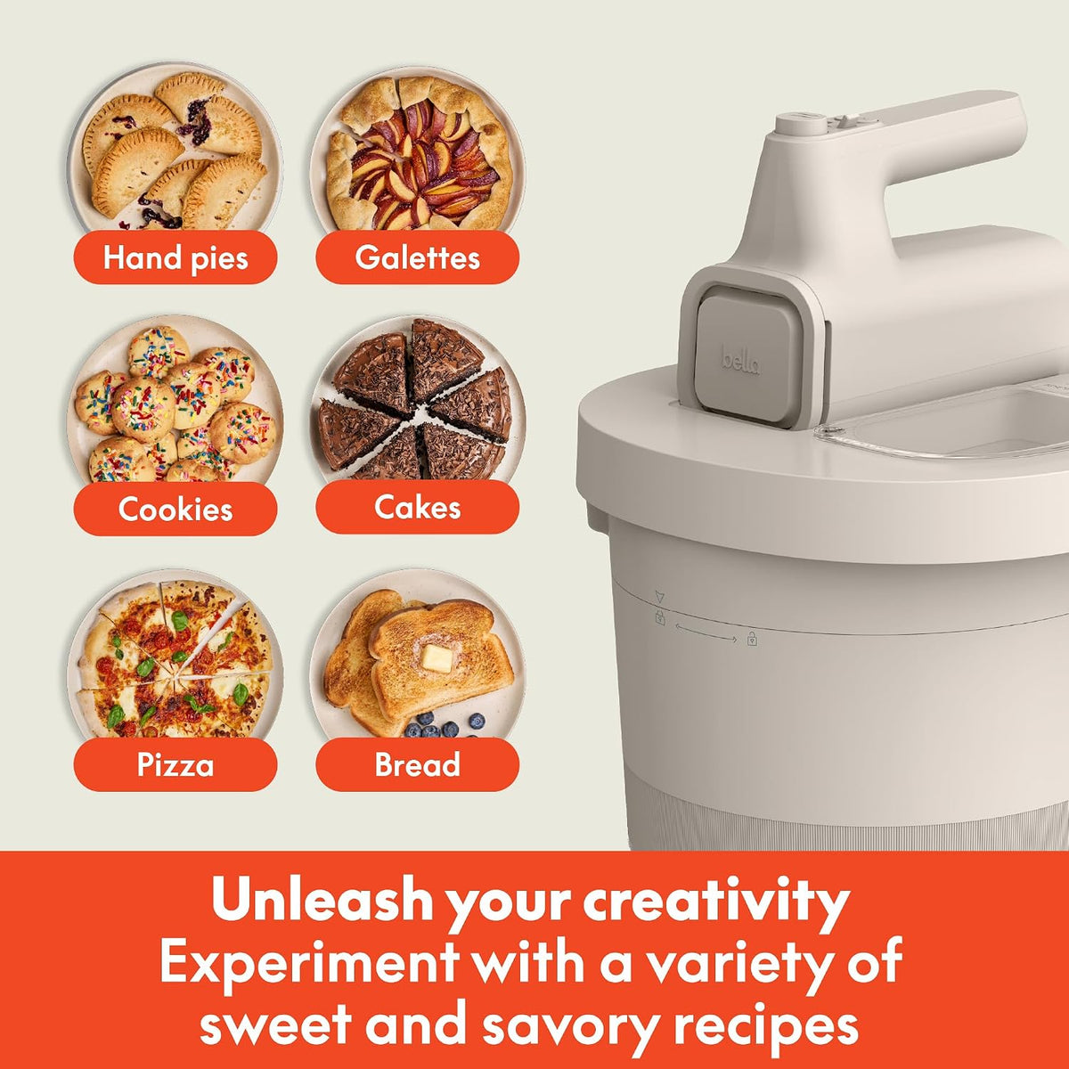 bella 3.5 Qt Hand & Stand Mixer, 2 in 1 Electric Mixer with Bowl, Oatmilk