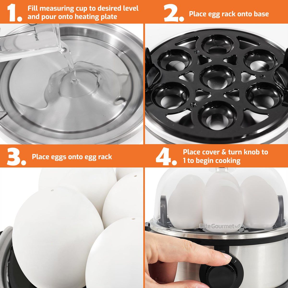 Elite Gourmet EGC115M Easy Egg Cooker, 7-Egg, BPA-Free, Retro Mint | Cooks soft, medium, or hard-boiled eggs with auto shut-off - electric operation - includes measuring cup