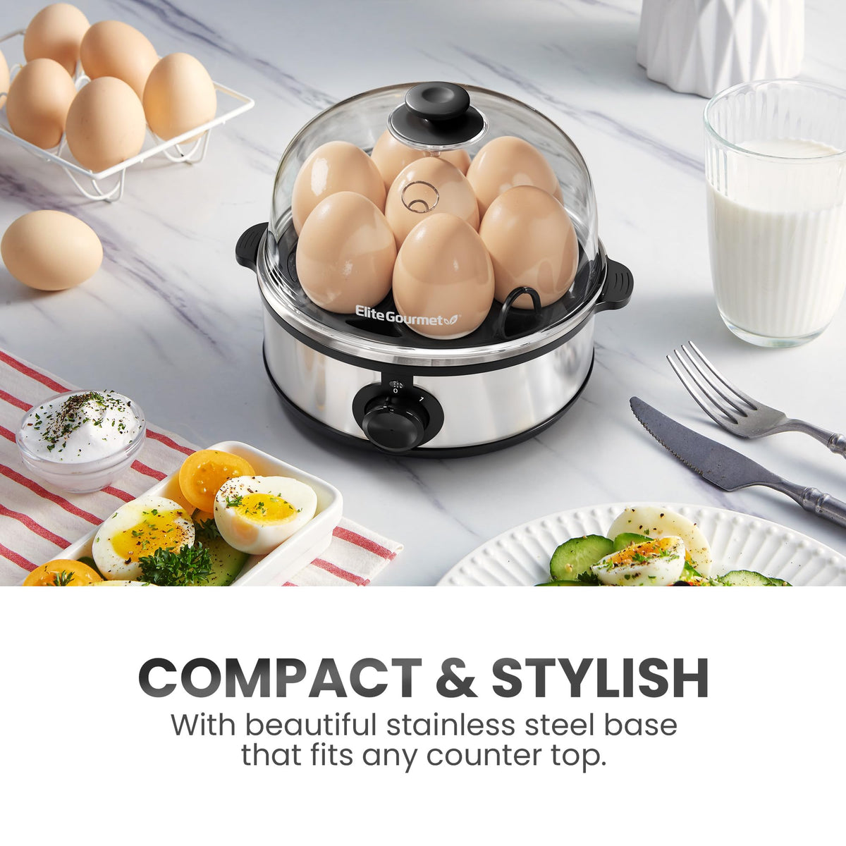 Elite Gourmet EGC115M Easy Egg Cooker, 7-Egg, BPA-Free, Retro Mint | Cooks soft, medium, or hard-boiled eggs with auto shut-off - electric operation - includes measuring cup