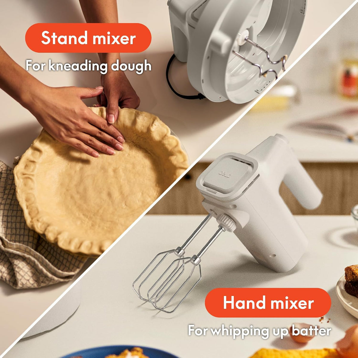 bella 3.5 Qt Hand & Stand Mixer, 2 in 1 Electric Mixer with Bowl, Oatmilk