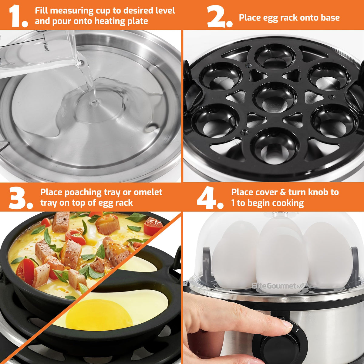 Elite Gourmet EGC115M Easy Egg Cooker, 7-Egg, BPA-Free, Retro Mint | Cooks soft, medium, or hard-boiled eggs with auto shut-off - electric operation - includes measuring cup