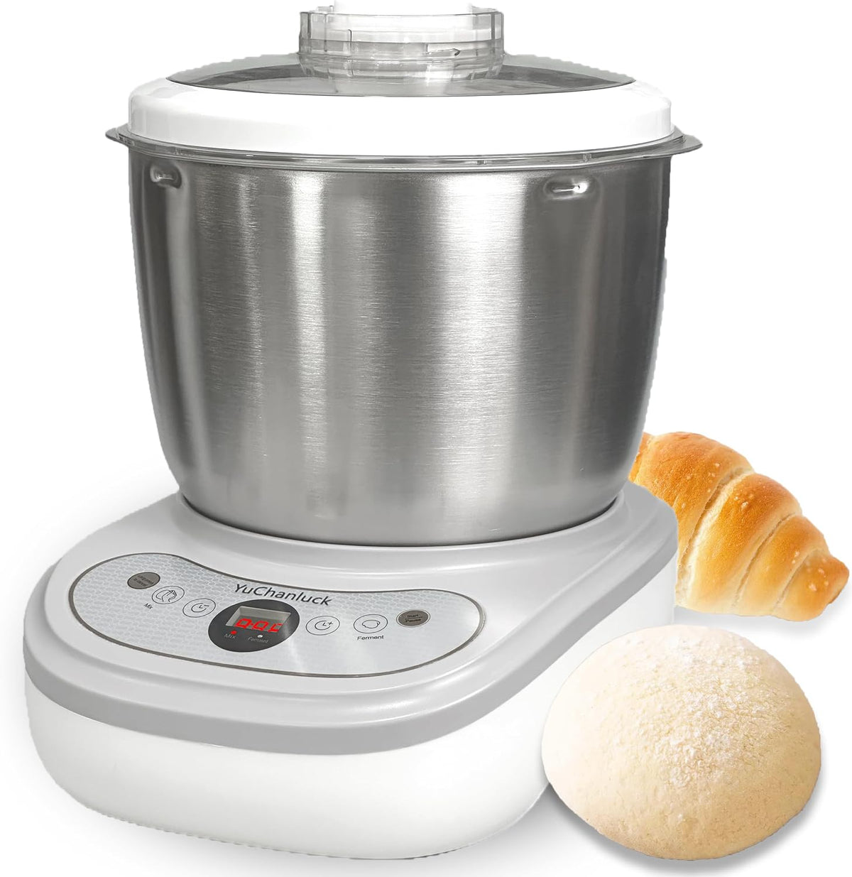 Dough Mixer 7.4QT Large Capacity Electric Dough Maker with Ferment Function for Baking Bread Dough&Pizza Dough - Dough whisk 304 Stainless Steel Blender Add water/seasoning with Top Small Window