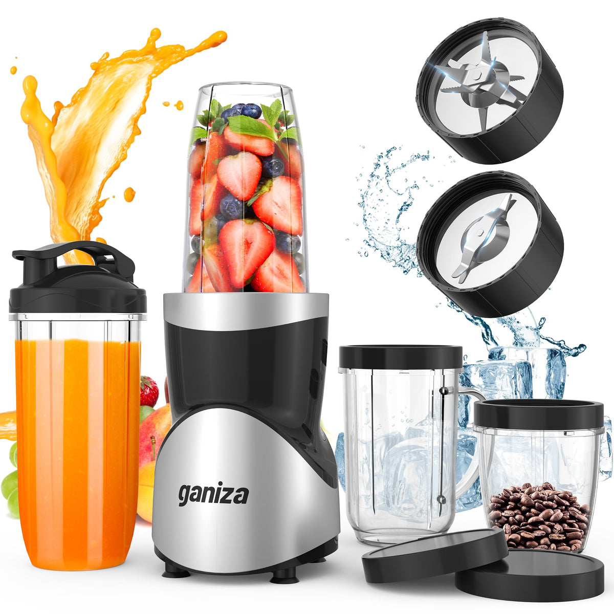 Ganiza Smoothie Blender, 900W Blenders Shakes and Smoothies, Red