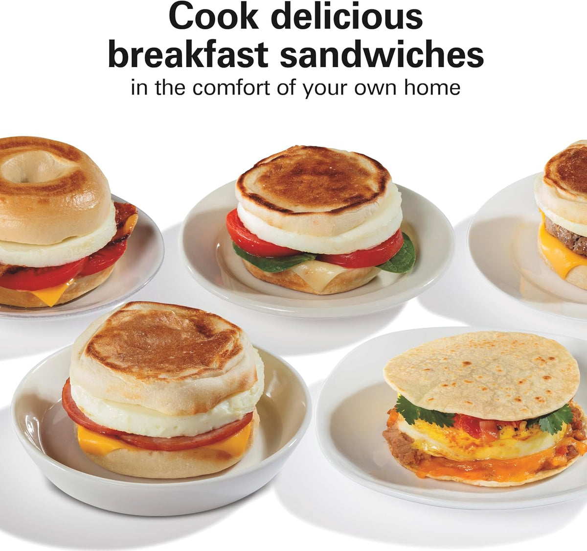 Hamilton Beach Dual Breakfast Sandwich Maker with Egg Cooker Rings & Timer
