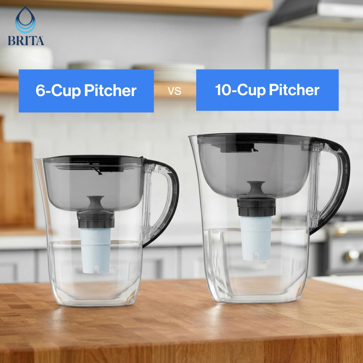 Brita Small 6-Cup Water Filter Pitcher, Includes 1 Filter, White | WQA and NSF/ANSI Certified, Reduces Chlorine, Copper, Mercury & Cadmium, Lasts 2 Months, Household Essential