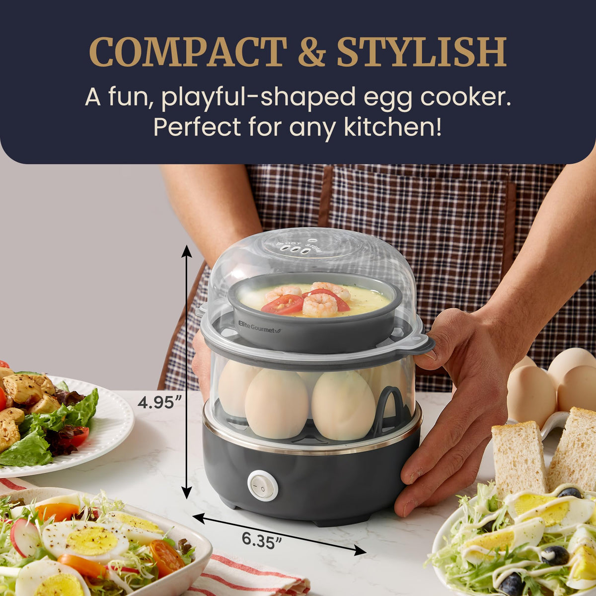 Elite Gourmet EGC115M Easy Egg Cooker, 7-Egg, BPA-Free, Retro Mint | Cooks soft, medium, or hard-boiled eggs with auto shut-off - electric operation - includes measuring cup