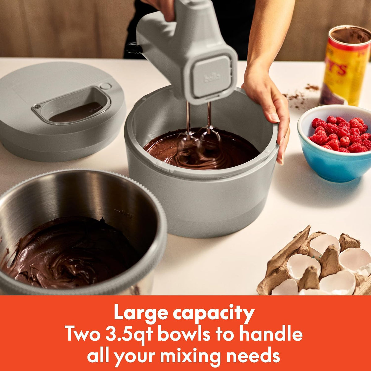 bella 3.5 Qt Hand & Stand Mixer, 2 in 1 Electric Mixer with Bowl, Oatmilk