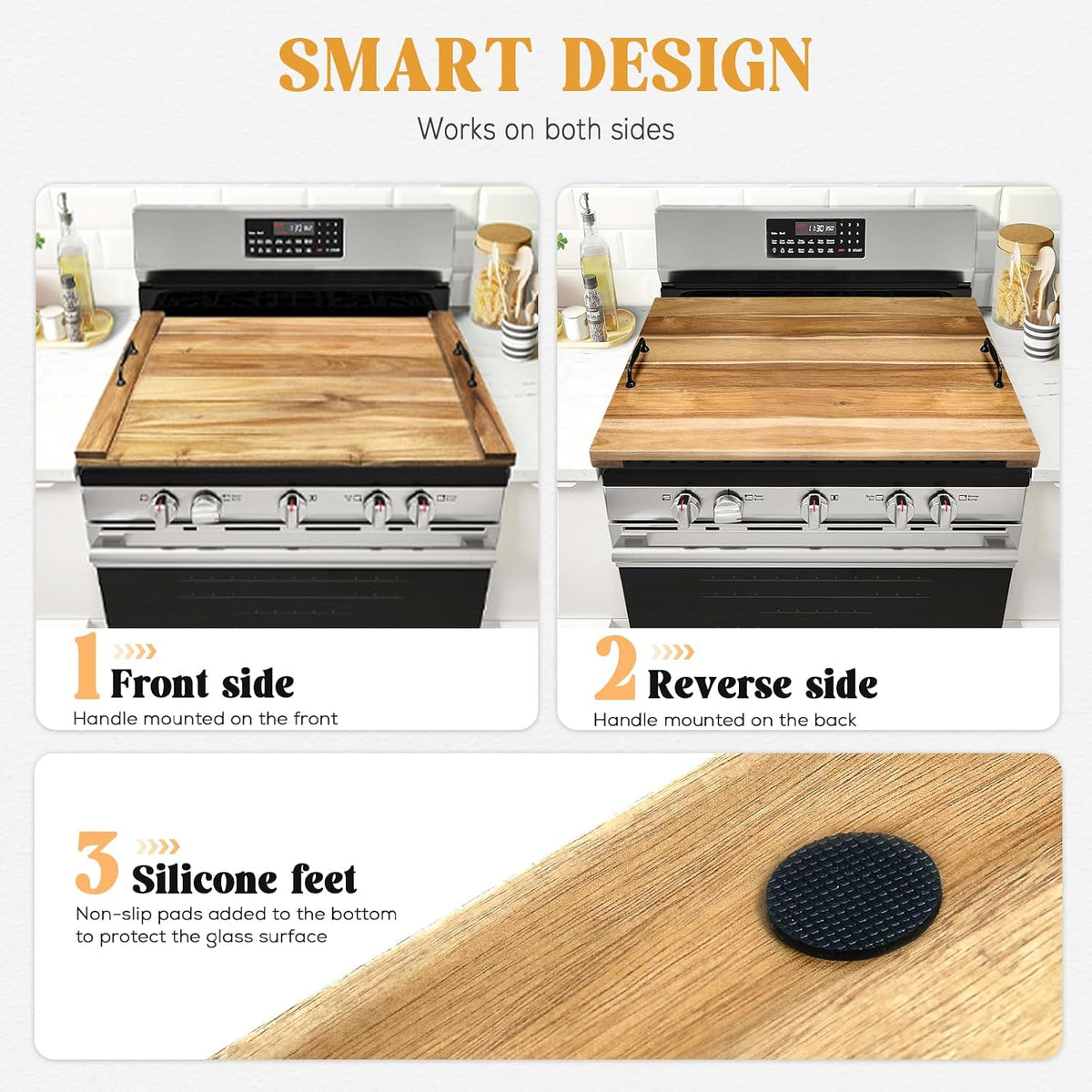 GASHELL Noodle Board Stove Cover with Handles for Electric, Gas Stove Top